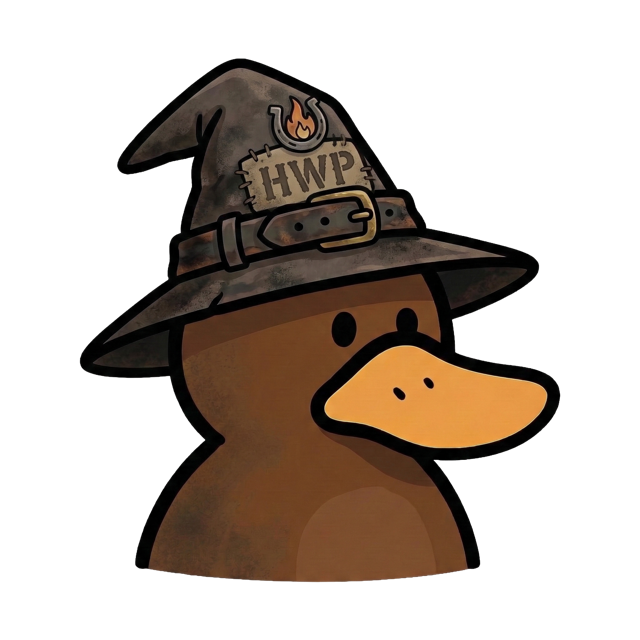HwpForge mascot — a blacksmith duck wizard
